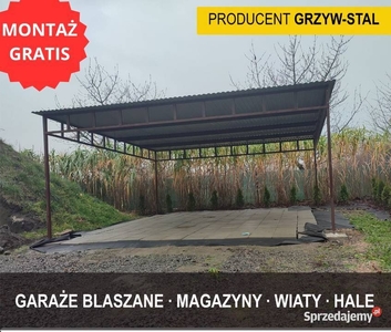 Garaż Blaszany Otwarty 5x5m / Otwarta Wiata Garażowa - BRĄZ- GrzywStal