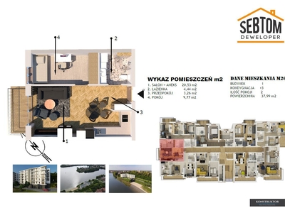 Apartament M26 Wałcz 2 pokoje nad jeziorem