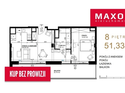 Mieszkanie na sprzedaż 51,33 m², piętro 8, oferta nr 60361/MS/MAX