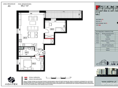 Osiedle KASKADA Zabrze Mieszkanie 69,70 m2 LM A5 budynek A