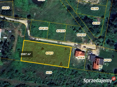 Dzialka budowlana w Wilkszynie 3000m² z mediami (slepa uliczka), sloneczna…