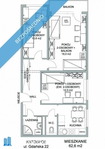 wynajmę mieszkanie Katowice Ligota Zadole ul. Gdańska 64 m2 Vpiętro