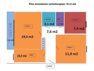 Sprzedam mieszkanie 61,4 m2