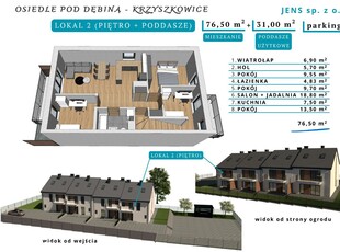 Oś pod Dębiną w Krzyszkowicach,L 2 76,5 m2 + 31 m2