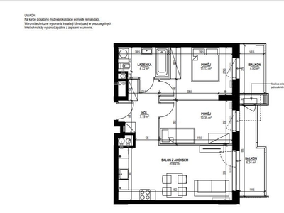 3-pokojowe mieszkanie 62m2 + 2 balkony