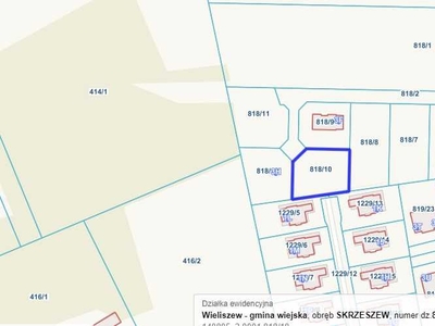 Działka budowlana 909 m2 Skrzeszew ul. Szkolna