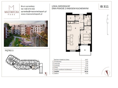 Mazowiecka Park/ atrakcyjne mieszkanie IB311