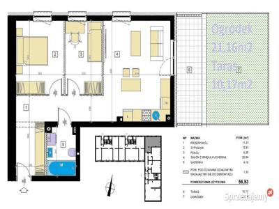 Mieszkanie 56.53m2 3 pok Lublin
