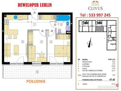 Mieszkanie do sprzedania Lublin 47.42m2 3 pokoje