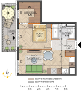 Mieszkanie, 37,79 m², 2 pokoje, piętro 2, oferta nr 4A/24