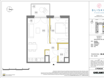 Mieszkanie, 38,46 m², 2 pokoje, piętro 2, oferta nr 104