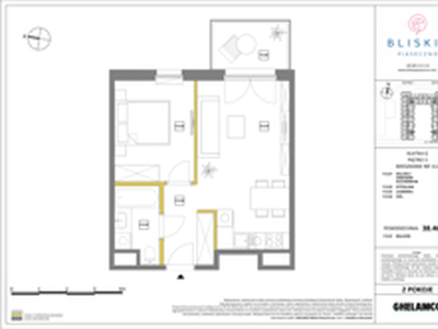 Mieszkanie, 38,46 m², 2 pokoje, piętro 3, oferta nr 112