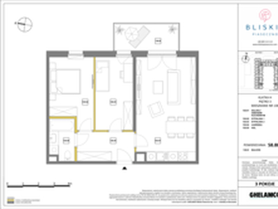 Mieszkanie, 58,88 m², 3 pokoje, piętro 3, oferta nr 138