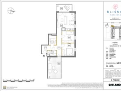 Mieszkanie, 62,99 m², 3 pokoje, piętro 3, oferta nr 70