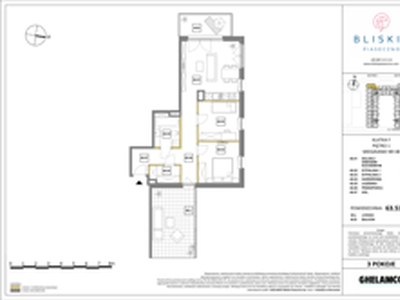 Mieszkanie, 63,53 m², 3 pokoje, piętro 1, oferta nr 48