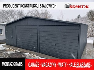 Garaż Blaszany GRAFITOWY 9x6 - Wiaty - Hale - Romstal A30v15