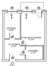 Apartament M-17 - 40,1m2/winda/garaż/balkon/2-pok/