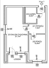 Apartament M-3 - 43,20m2 /1-pietro/parking/balkon/