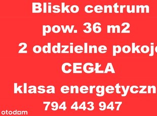 2 oddzielne pokoje - 36 m2, cegła, blisko centrum