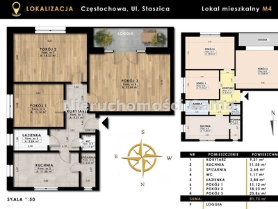 Mieszkanie, 81 m², Częstochowa