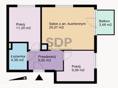 Dwie sypialnie i przestronny salon z balkonem