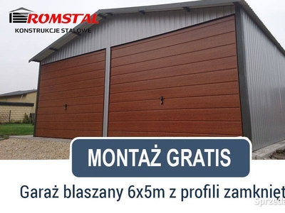 Popielaty Garaż Blaszany 6x5 - Dwuspadowy - Garaże - Romstal A14v8