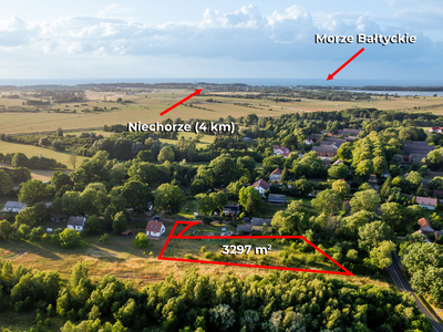 Działka budowlana 3297 m2, Lędzin 4km do Niechorza