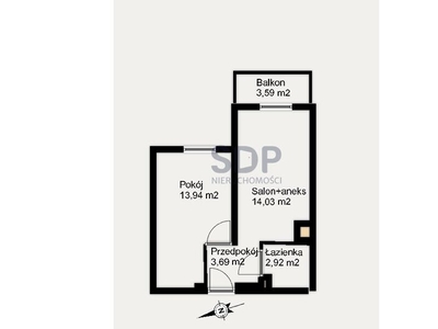 Mieszkanie na sprzedaż 34,58 m², piętro 1, oferta nr 32748