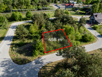 Prostokątna działka 458m2, 400m od jeziora, Drawno