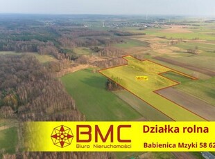 Działka rolna Babienica gm. Woźniki Mzyki,