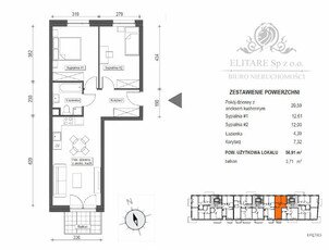 Mieszkanie 3pok, 56,91m2 z balkonem/ Krzyki, Brochów, Wrocław