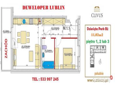 Mieszkanie 44.02m2 2 pok Lublin