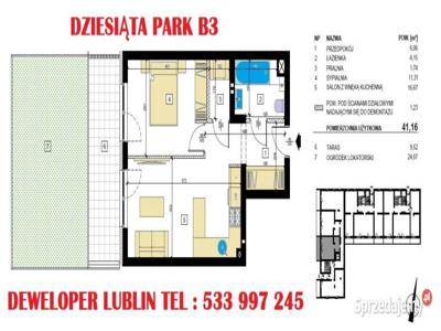 Oferta sprzedaży mieszkania Lublin 41.16m2 2 pokoje