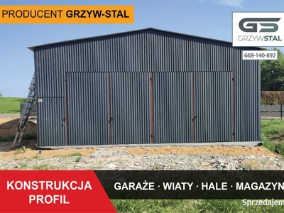 C27 Garaż Blaszany Grafitowy Dwuspadowy / Hala/Magazyn /Wiata - GRZYWSTAL