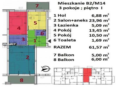 Nowe mieszkania Rzeszów Drabinianka 61,57m2 - 1626/M