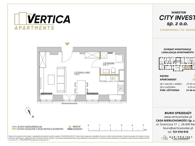 ul. PCK, Radom | apartament 1-pok. | 28 rezerwacja