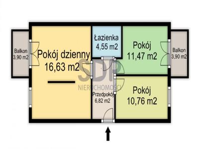 3-pokojowe mieszkanie z 2 Balkonami