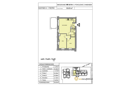 Mieszkanie na sprzedaż 53,71 m², piętro 1, oferta nr 143725