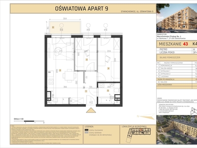 Mieszkanie M3, Starachowice centrum, nowy budynek, miejsce parkingowe