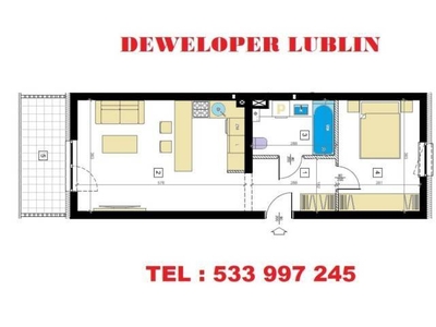 Mieszkanie 43.3 metry 2 pokoje Lublin