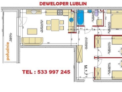 Mieszkanie 61.03m2 4 pokoje Lublin