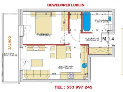 Mieszkanie Lublin 40.6m 2-pok