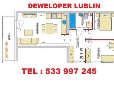 Mieszkanie Lublin 53.13m2 3 pokoje