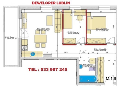 Mieszkanie Lublin 54.7m2 3-pokojowe