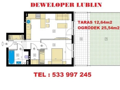 Oferta sprzedaży mieszkania Lublin 42.68m2 2 pok