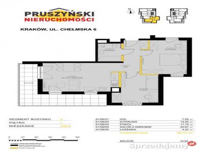 Mieszkanie Kraków Chełmska 58.03 metry 3-pokojowe