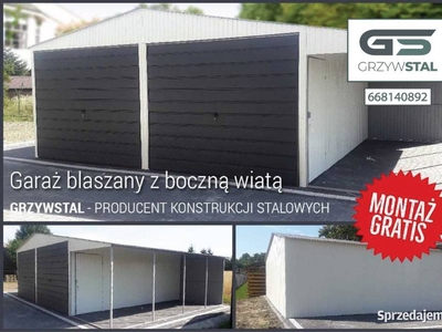 D68 Garaż Blaszany BIAŁY - Garaże Blaszane -Blaszak - Wiata - GRZYWSTAL