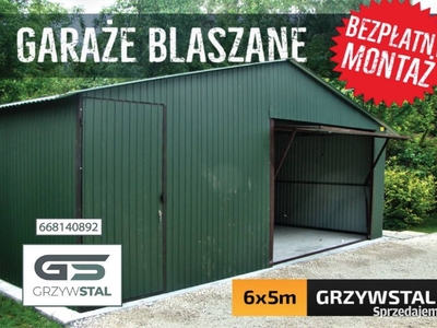 D71 Garaż Blaszany 6x5m - ZIELONY - Garaże Blaszane - Wiatka - GRZYWSTAL