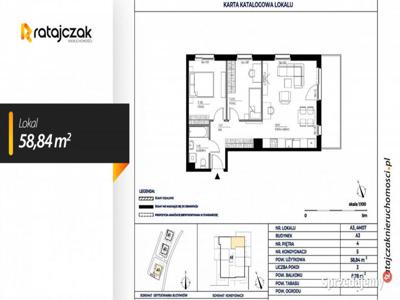 Mieszkanie Gdańsk 58.84m2 3 pokojowe