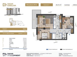 3-pokojowe|68,14m2|2 Piętro|Balkon|Dakar Karolina